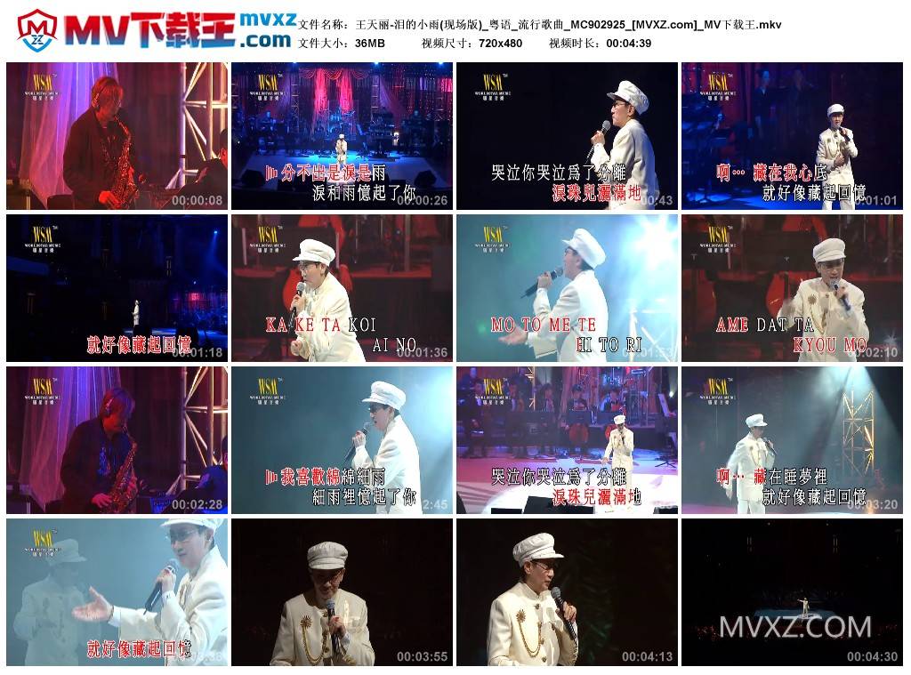 王天丽-泪的小雨(现场版)_粤语_流行歌曲_MC902925